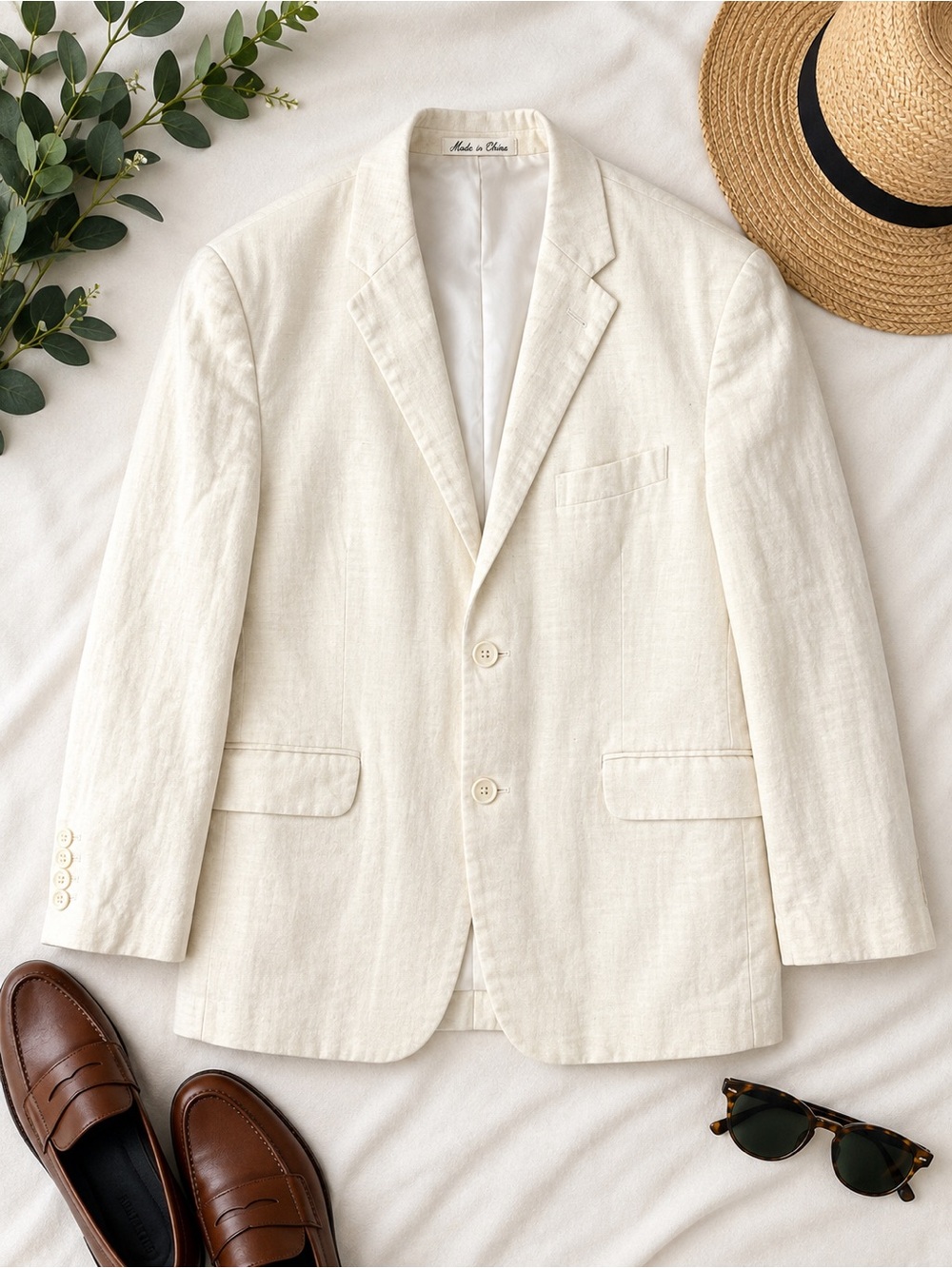 Zegarie 100% Linen Ivory Blazer Men’s Classic Summer Sport Coat